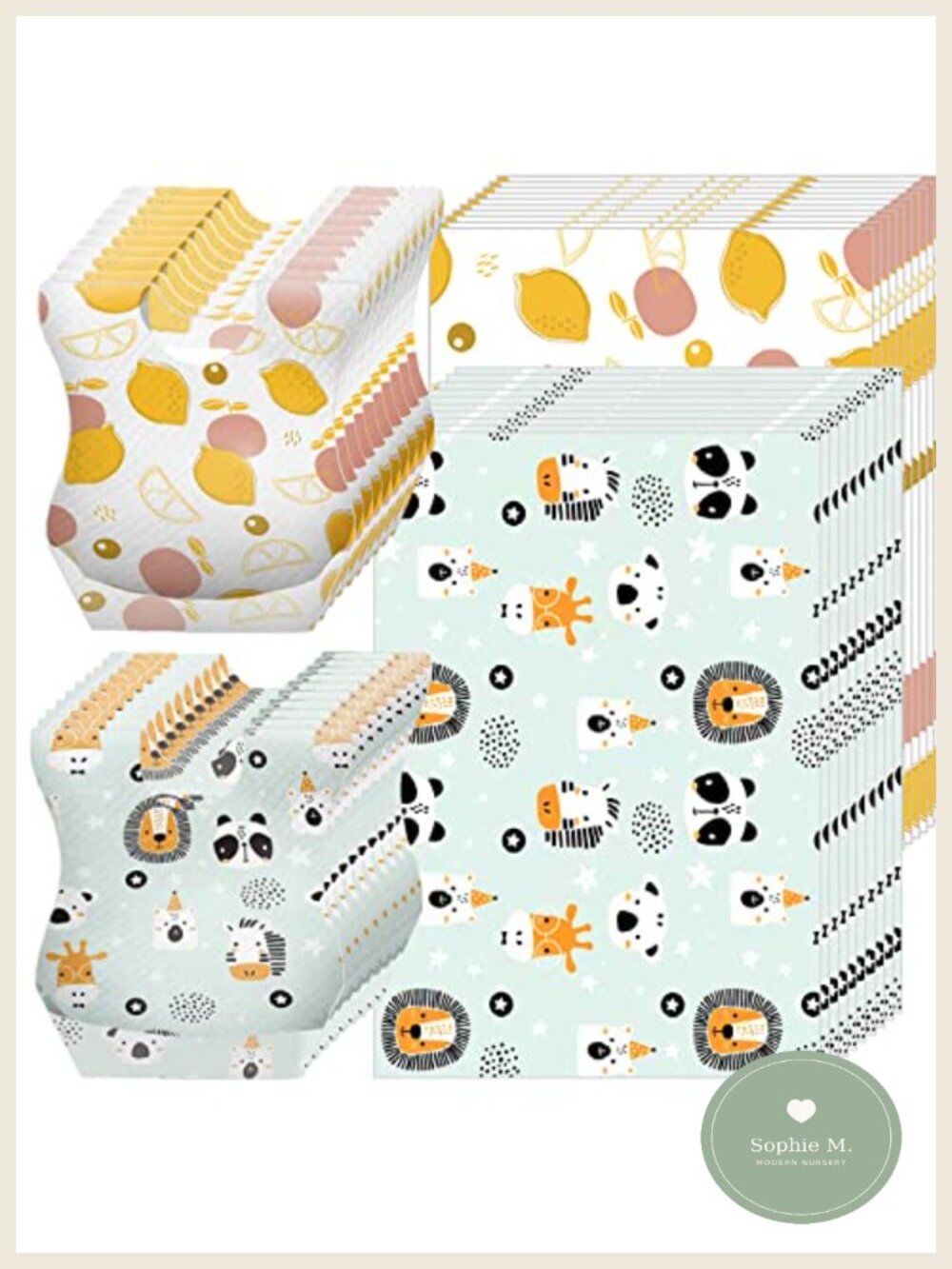 40pc Disposable Baby Bibs & Placemats Set Waterproof Leakproof Travel Feeding